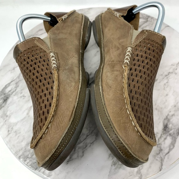 Olukai Moloa Aho Brown Leather Perforated Casual Slip-On Loafers 9/42 Mens Beach - Picture 7 of 16